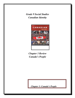 Grade 9 Social Studies Canadian Identity Chapter 3 Review
