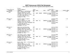 NVIT-Vancouver 2016 Fall Schedule