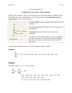 Group Assignment #23 SUMMATION NOTATION AND PATTERNS