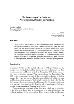 The Perspicuity of the Scriptures: Presupposition, Principle or