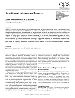 Genetics and Intervention Research