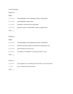 Irony Essay Rubric Question 1: Points 1 2 3 4 5 Two
