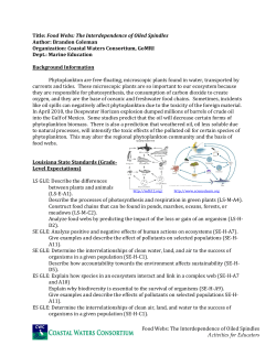 Food Webs- The Interdependence of Oiled Spindles