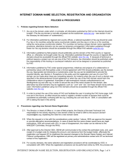 Internet Domain Names - Food and Agriculture Organization of the