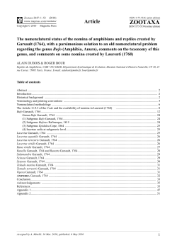 The nomenclatural status of the nomina of amphibians and reptiles