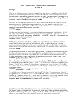 2010 Collaborative Middle School Tournament Round 9 Tossups