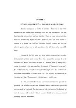 CHAPTER I CONSUMER PROTECTION: A THEORETICAL