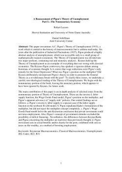 1 A Reassessment of Pigou`s Theory of Unemployment Part I&mdash;The