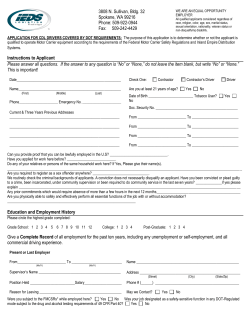 Instructions to Applicant Please answer all questions. If the answer