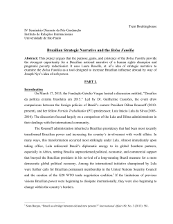 Brazilian Strategic Narrative and the Bolsa Fam&iacute;lia - IRI-USP