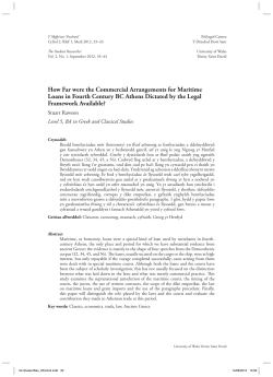 How Far were the Commercial Arrangements for Maritime Loans in
