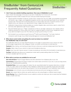 SiteBuilder SiteBuilderSM from CenturyLink Frequently Asked