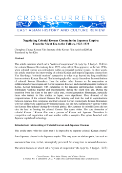 Negotiating Colonial Korean Cinema in the Japanese Empire: From