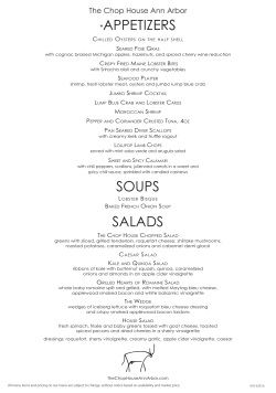 a PRINT Dinner Menu  - The Chop House Ann Arbor