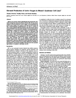 Elevated Production of Active Oxygen in Bloom`s Syndrome Cell