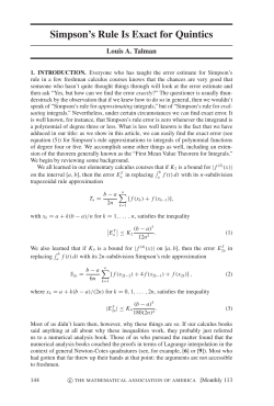 Simpson`s Rule Is Exact for Quintics