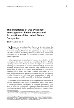 The Importance of Due Diligence Investigations: Failed Mergers and
