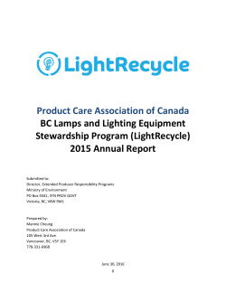 Product Care Association of Canada BC Lamps and Lighting