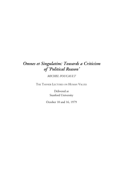 Omnes et Singulatim: Towards a Criticism of `Political Reason`