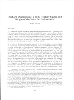 Richard Quatremains: a 15th - century Squire and