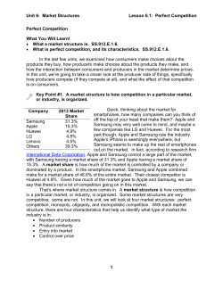 Unit 6: Market Structures Lesson 6.1: Perfect Competition 1 Perfect