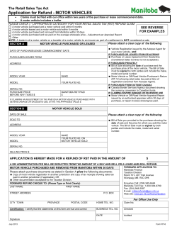 Retail Sales Tax Application for Refund