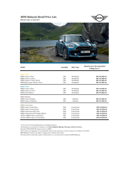 MINI Malaysia Retail Price List.