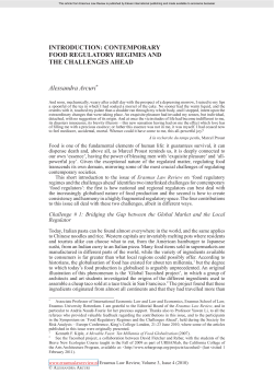 INTRODUCTION: CONTEMPORARY FOOD REGULATORY