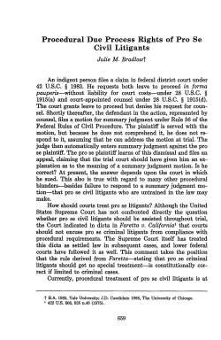 Procedural Due Process Rights of Pro Se Civil Litigants
