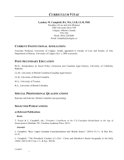 curriculum vitae - Department of History | University of Calgary