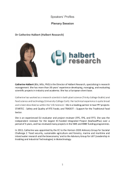 Speakers` Profiles Plenary Session Dr Catherine Halbert (Halbert