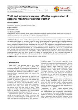 Thrill and adventure seekers: affective organization of personal