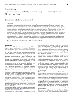 The Electronic Disability Record: Purpose, Parameters, and Model
