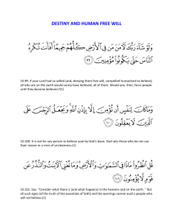 Destiny and Human Free Will