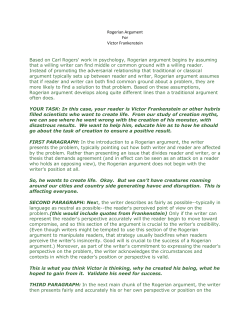 Rogerian Argument For Victor Frankenstein Based on Carl Rogers