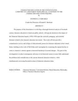 CHARACTER EDUCATION IN THE UNITED STATES: A HISTORY