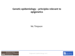 Genetic epidemiology &ndash; principles relevant to epigenetics