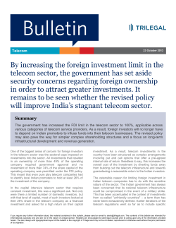 Foreign Investment Limits Enhanced for the Indian Telecom Sector