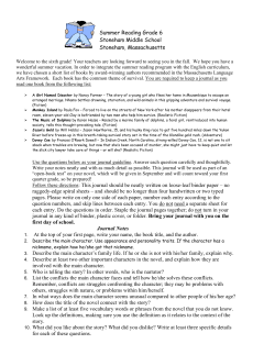 Summer Reading Grade 6 Stoneham Middle School Stoneham
