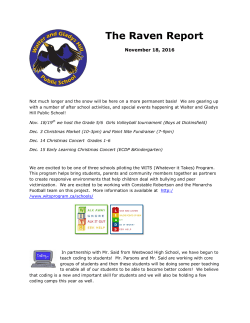 The Raven Report - Walter and Gladys Hill Public School