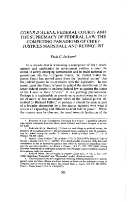 COEUR D`ALENE, FEDERAL COURTS AND THE SUPREMACY OF