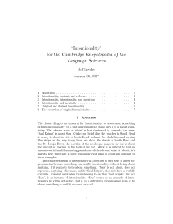Intentionality - University of Notre Dame