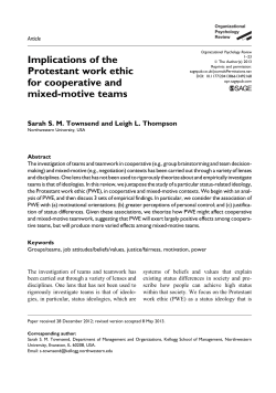 Implications of the Protestant work ethic for cooperative and mixed