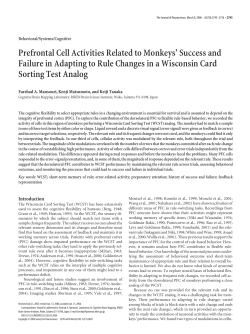 Prefrontal Cell Activities Related to Monkeys` Success and Failure in