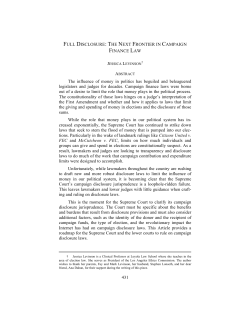full disclosure: the next frontier in campaign finance law