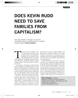 FEATURE: Does Kevin Rudd Need to Save Families From Capitalism?