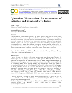 Cybercrime Victimization - International Journal of Cyber Criminology