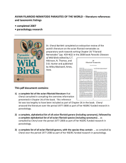 AVIAN FILARIOID NEMATODE PARASITES OF THE WORLD