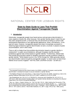 State Laws That Prohibit Discrimination Against Transgender People