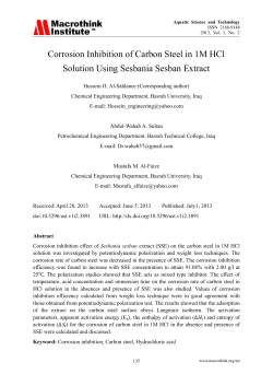 Corrosion Inhibition of Carbon Steel in 1M HCl Solution Using